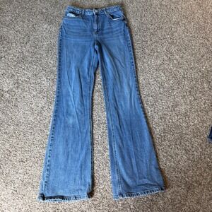 ASOS DESIGN Tall High Waisted Flare Jeans Blue Denim Size 30/36 10 Long